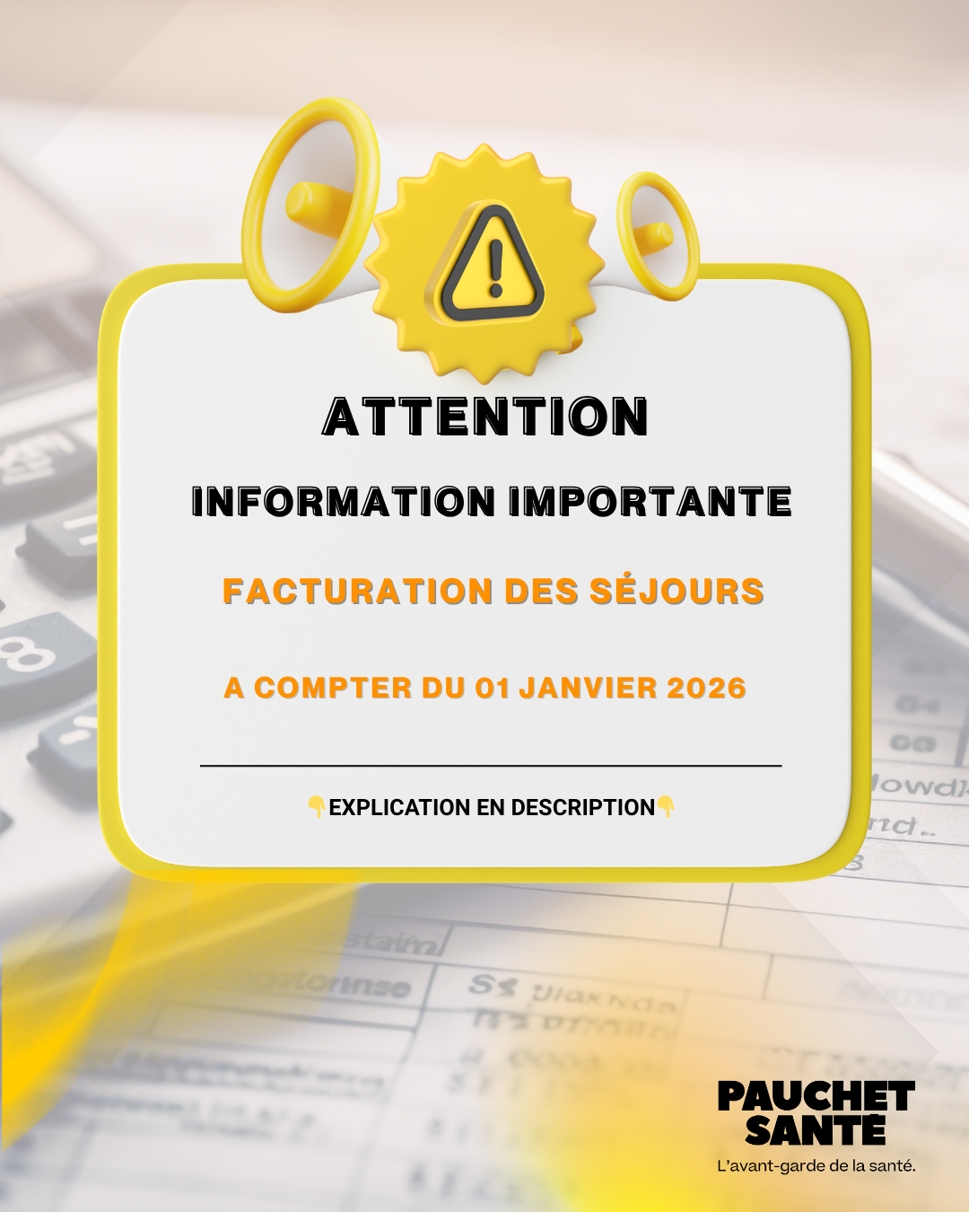 ⚠️Information importante – Facturation des séjours à partir du 1er janvier 2026